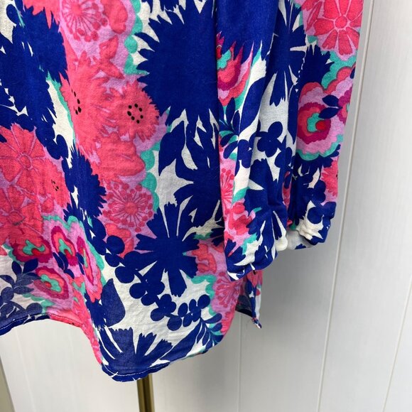 Lilly Pulitzer Womens Floral Tunic Top S 3/4 Sleeve Lightweight Cotton Cottage - Picture 3 of 7